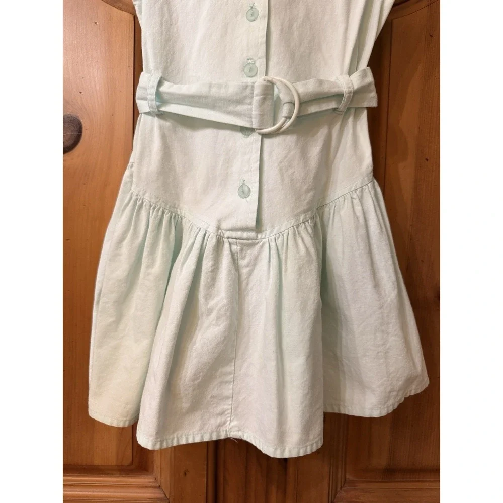 VTG 80s Amy Too!‎ Byer Girls Mint Green Summer Party Dress USA Drop Waist Sz 7